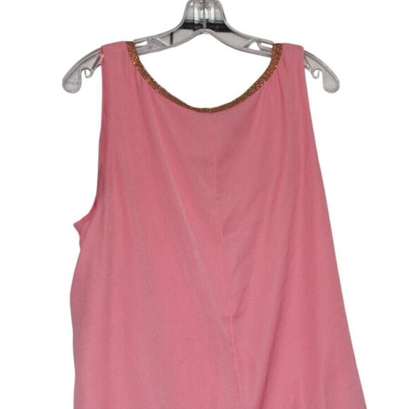 Jennifer Lopez Pink Layered Sleevless Top Tunic Blouse Embellished Neckline 1X - Picture 6 of 7